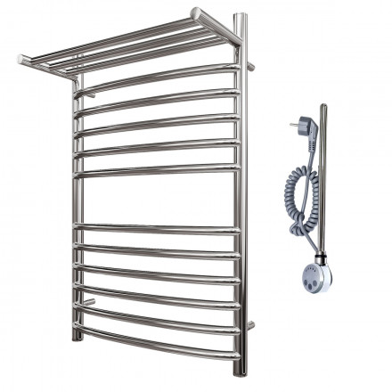 POINT Альфа PN05158SPE П11 500x800 полотенцесушитель электрический с полкой левый/правый, хром
