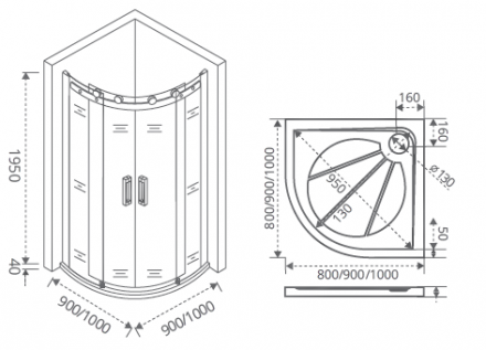 Good Door Galaxy R-TD-100-C-CH Душевой угол