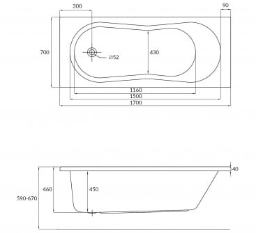 Cersanit Nike 170 WP-Nike*170 ванна акриловая 170x70