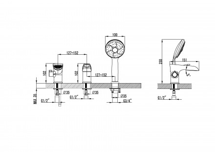 Lemark Omega LM3145Cсмеситель на борт ванны