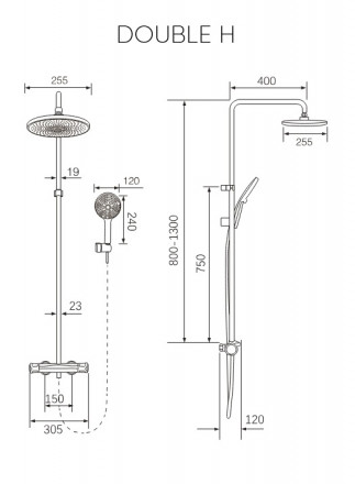 Milleau Double H MLHi223PDD-MB Душевая система