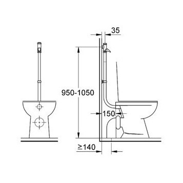 Grohe Rondo 37141000 Смывное устройство для унитаза