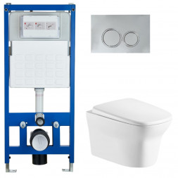 Cerutti SPA Комплект Инсталляция CR555 + Подвесной безободковый унитаз CT8780 + Кнопка смыва CR05CH