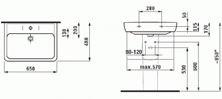 Laufen Pro 8.1895.3.000.104.1 раковина 65x48 см