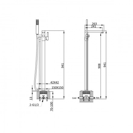 Vincea VTF-101CH Смеситель для ванны напольный