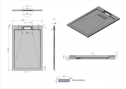 Esbano ESP-LX128G Душевой поддон серый