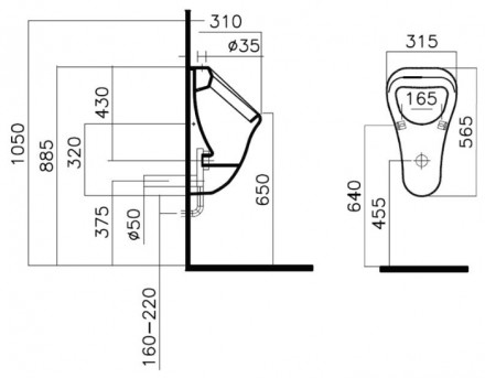 Am.Pm Sense C757006WH Писсуар подвесной без крышки