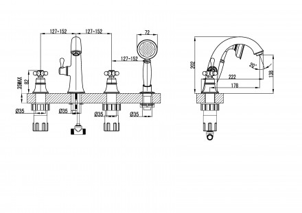 Lemark Vintage LM2841Bсмеситель на борт ванны