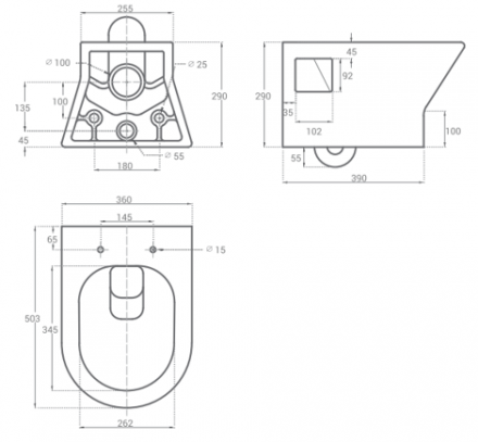 Hansmann Compact Унитаз подвесной безободковый с сиденьем микролифт