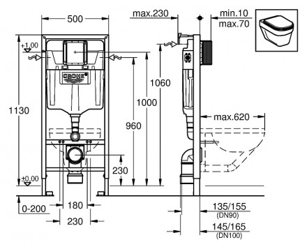 Grohe Rapid SL 38539001 Инсталляция для подвесного унитаза