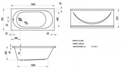 Kolpa san Tamia Quat 140x70 Basis акриловая ванна