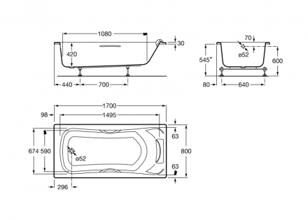 Roca BeCool ZRU9302852 170x80 акриловая ванна