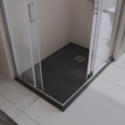 BelBagno UNO TRAY-MR-UNO-AH-120/90-35-NERO-CR душевой поддон из искусственного мрамора в комплекте с