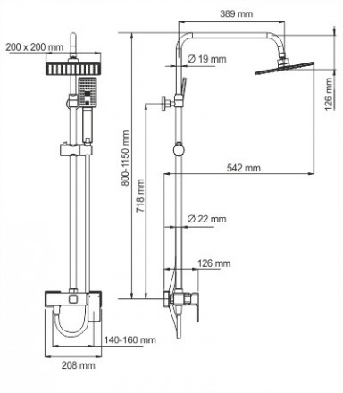 Wasserkraft A17702 Душевой комплект со смесителем