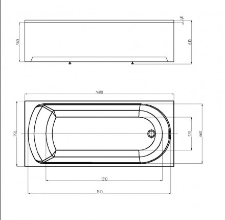 Azario ADELINA AV.0010160 160x75 ванна акриловая прямоугольная