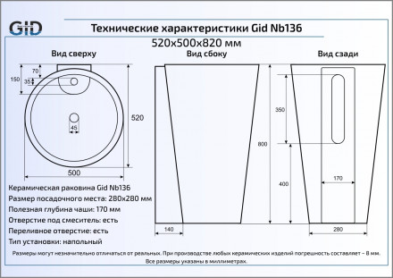 Gid Nb136 раковина