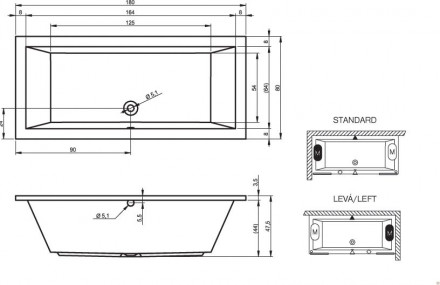Riho Lusso 180x80 без гидромассажа акриловая ванна