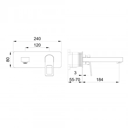 Wonzon &amp; Woghand Frame WW-88869010-CR Смеситель для раковины встраиваемый черный матовый