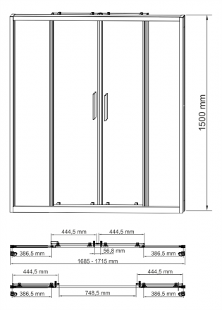 Wasserkraft Lippe 45S02-170 Стеклянная шторка на ванну
