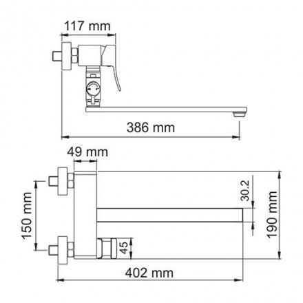 Wasserkraft Exter 1602L Смеситель для ванны с длинным изливом