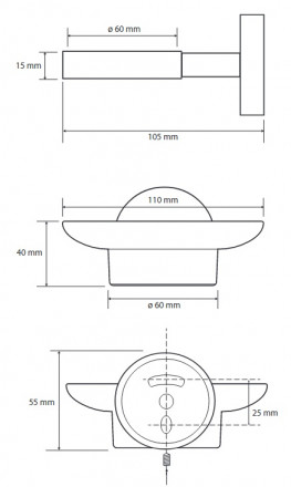 Bemeta Graphit 156108042 Мыльница стеклянная
