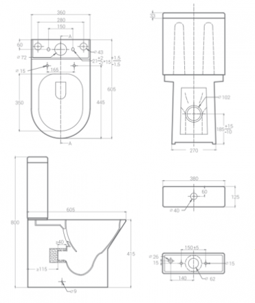 Hansmann Compact Унитаз напольный безободковый с сиденьем микролифт