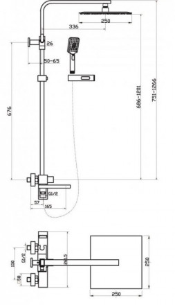 BelBagno LUCI LUC-VSCM-CRM Душевая стойка для ванны