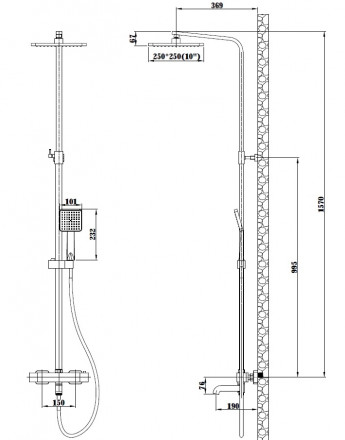 ESKO Singapore black STT5054 BL Душевая стойка для ванны