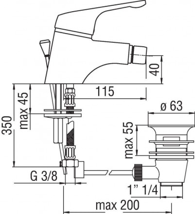 Nobili Hera HE24119-1CR смеситель для биде