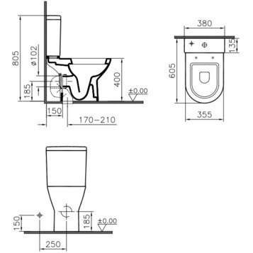 Vitra Diana 9816B003-7201 унитаз напольный с бачком и сиденьем микролифт