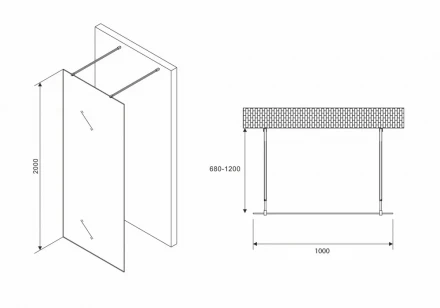 ABBER Immer Offen AG68100BF8 душевая перегородка