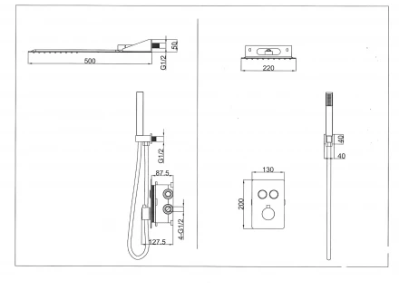 Santiline SL-9014 Душевой комплект скрытого монтажа с термостатом