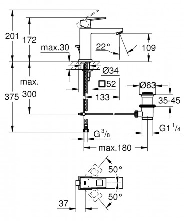 GROHE Eurocube 23445AL0 смеситель для раковины