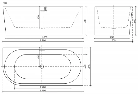 Sancos Veneto R FB12 ванна акриловая 170x80x60