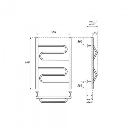 Полотенцесушитель водяной Point PN01156 П2 500x600, хром