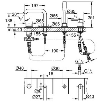 Grohe Essence New 19578001 Смеситель для ванны