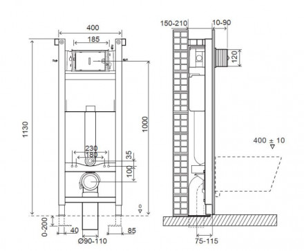 Jacob Delafon E33131RU-NF Система инсталляции на 3/6L 400 мм
