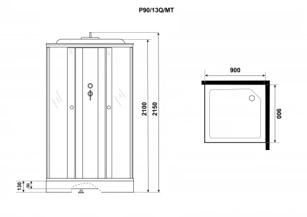 Niagara P90/13Q/MT 90x90 душевая кабина