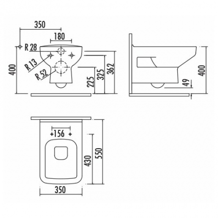 Creavit Sphinx SP320-11CB00E-0000 унитаз подвесной (чаша)