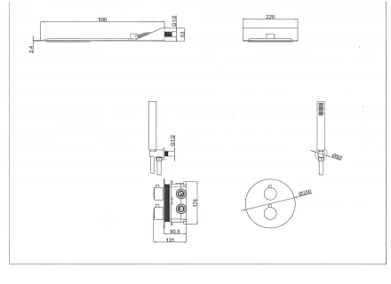 Santiline SL-9015 Душевой комплект скрытого монтажа с термостатом