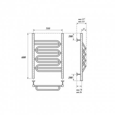 Полотенцесушитель водяной Point PN01156S П5 500x600, хром