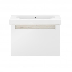 Kerama Marazzi Buongiorno Plus 80 тумба подвесная с ящиками, белая глянцевая-дуб Кантри
