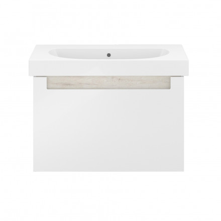 Kerama Marazzi Buongiorno Plus 80 тумба подвесная с ящиками, белая глянцевая-дуб Кантри