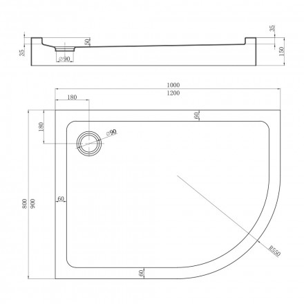 Veconi Tezeo acrylic TZ55L-12090-C5 душевой поддон