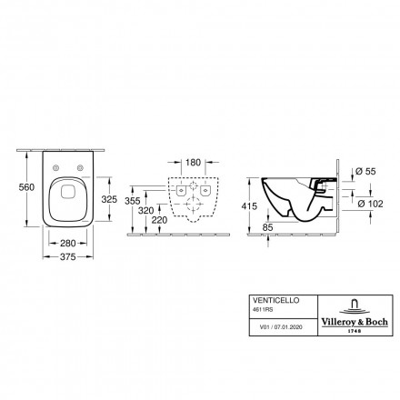 Унитаз подвесной Villeroy Boch Venticello 4611RS01 с сиденьем SoftClos
