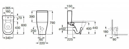 Roca GAP Rimless 341730000 Бачок 4/2 литра, нижний подвод