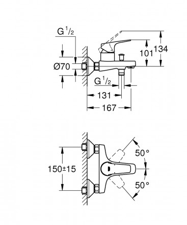 Grohe BauFlow 23756000 Смеситель для ванны