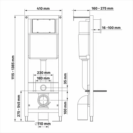Berges Line Black Комплект инсталляция с унитазом с микролифтом клавиша цвет черный