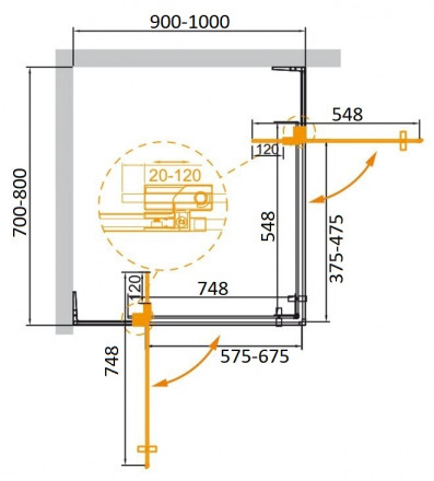 CEZARES ECO-O-AS-2-100-C-Cr душевой уголок