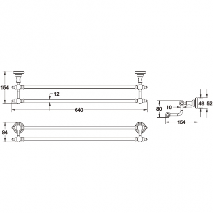 Rose RG1127Q Полотенцедержатель двойной бронза